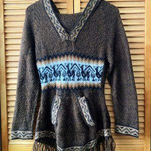 Alpaca Knitted Fringe Pullover Sweater